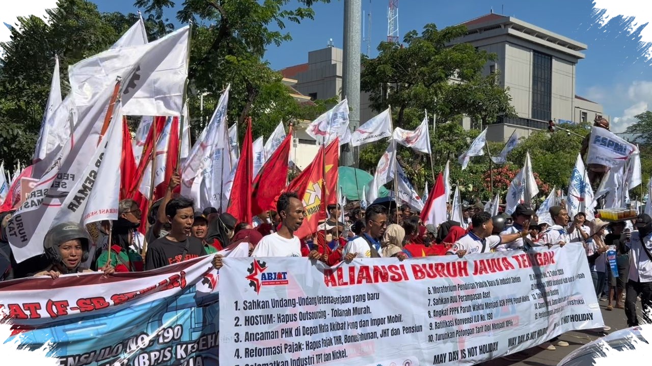 May Day Di Jateng Berlangsung Khidmat, Buruh Dan Aparat Kompak Nyanyikan Indonesia Raya