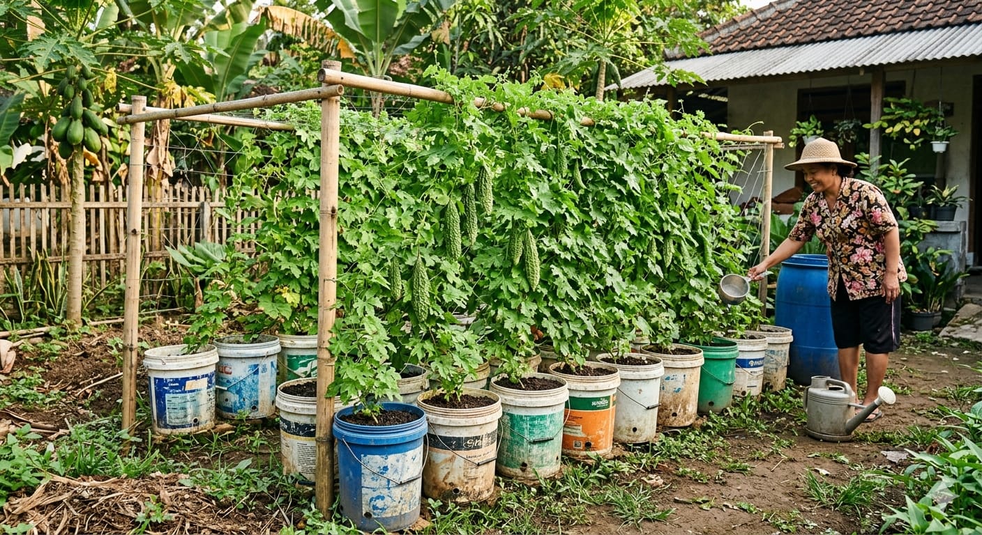 Ember Bekas Bisa Jadi Kebun Vertikal, 7 Desain Ini Bikin Lahan Sempit Tetap Panen Kacang