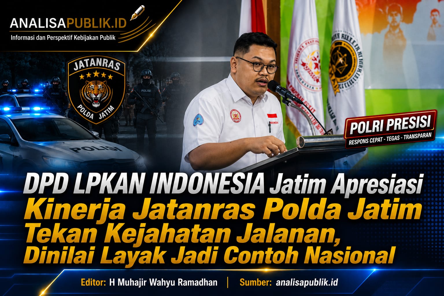 DPD LPKAN Jatim Puji Jatanras Polda Jatim, Kejahatan Jalanan Turun dan Layak Jadi Acuan Nasional