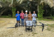 Drone Agras T40 Ubah Ritme Kebun Sawit Riau, 1 Hektare Cuma 30 Menit