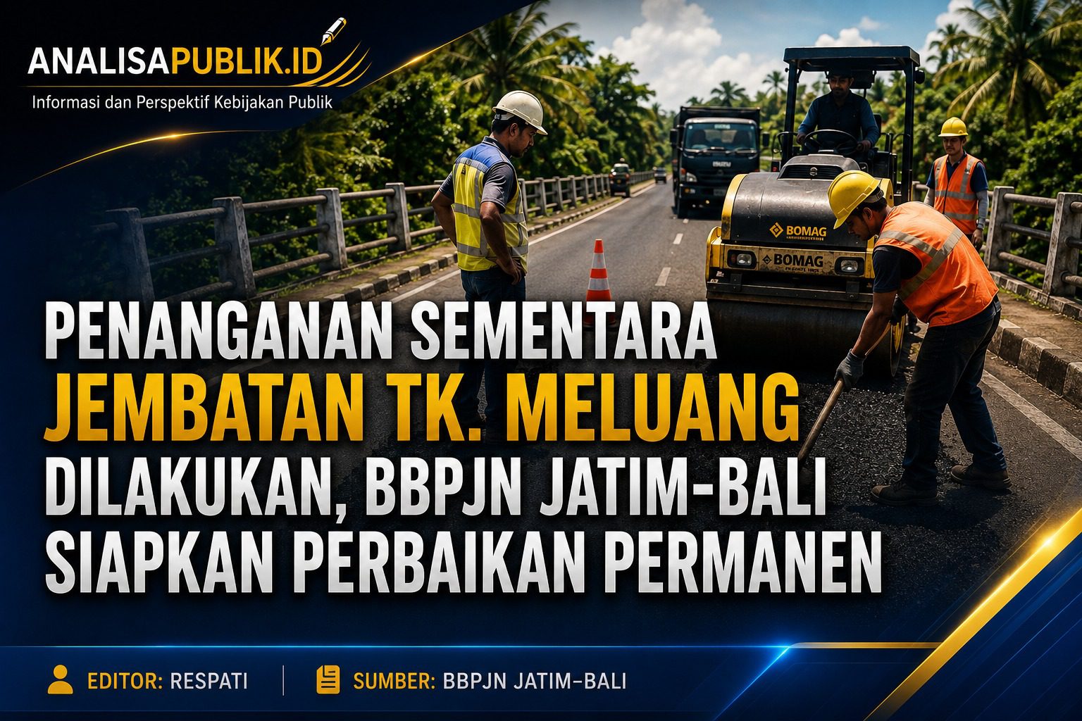 Jembatan Tk. Meluang Ditambal Sementara, Perbaikan Permanen Sudah Disiapkan BBPJN
