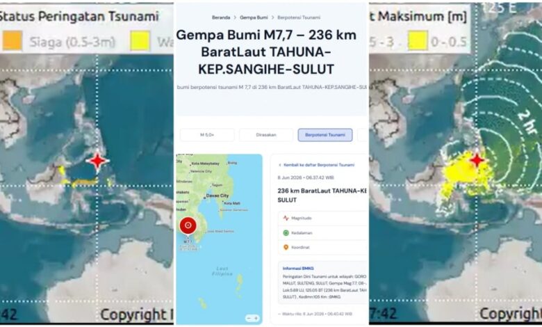 Gempa M7,7 Guncang Laut Filipina, BMKG Keluarkan Peringatan Tsunami ke 22 Wilayah