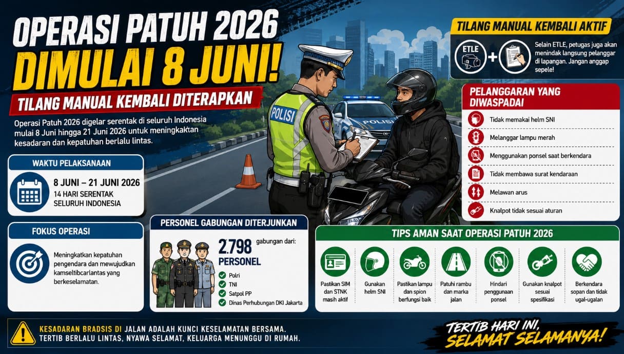 Besok Operasi Patuh 2026 Dimulai, ETLE Drone dan Tilang Manual Bidik Pelanggar Berisiko
