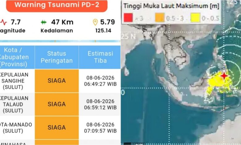 Tsunami Kecil Usai Gempa M7,7 Filipina, 9 Wilayah Indonesia Terdeteksi Gelombang