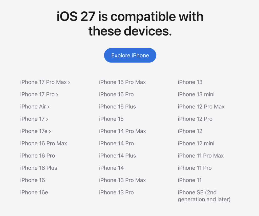 Daftar Dukungan iOS 27 Sudah Keluar, Perangkat Lama Apple Ternyata Masih Aman
