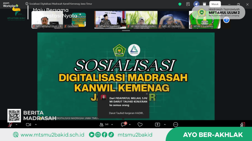 Digitalisasi Madrasah Mulai Bergerak, Waka Kurikulum MTs Miftahul Ulum Ikut Sosialisasi Jatim