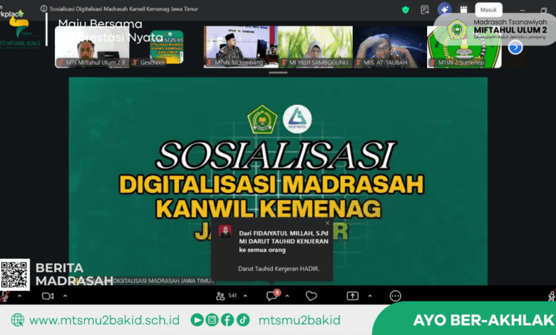 Digitalisasi Madrasah Mulai Bergerak, Waka Kurikulum MTs Miftahul Ulum Ikut Sosialisasi Jatim