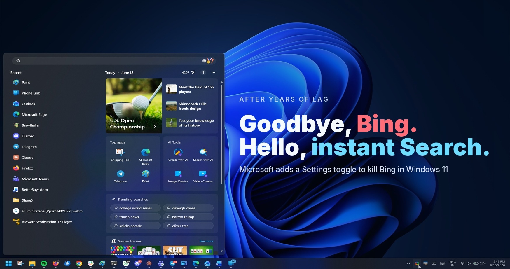 Microsoft Siapkan Tombol Mati Bing di Windows 11 Search, Hasil Pencarian Jadi Lebih Rapi