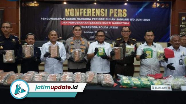 Polda Jatim Bongkar Ribuan Kasus Narkoba, Puluhan Ton Barang Bukti Disita dalam 6 Bulan