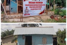 Polres Rohil Bedah Rumah Warga Tak Mampu, Hunian Kayu Bambu Itu Kini Masuk Finishing