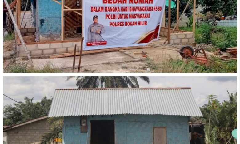 Polres Rohil Bedah Rumah Warga Tak Mampu, Hunian Kayu Bambu Itu Kini Masuk Finishing
