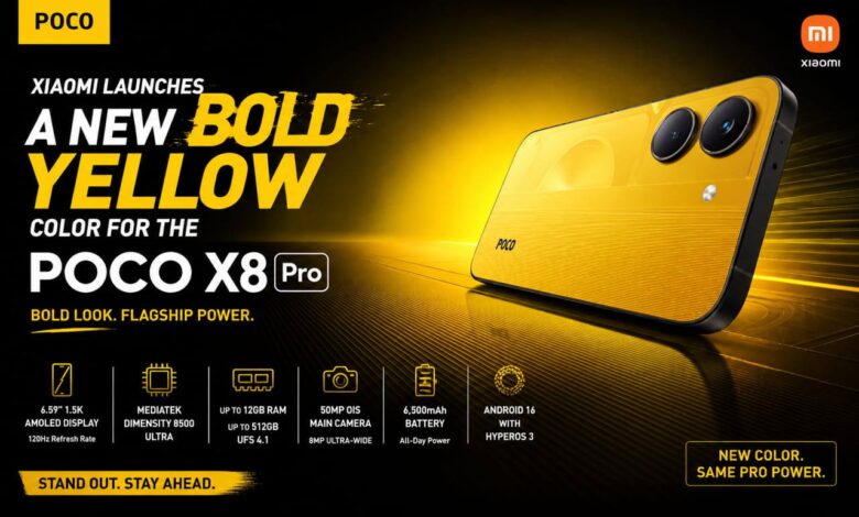 POCO X8 Pro Yellow Makin Menonjol, Desain Balap dan Performa 2,2 Juta Poin